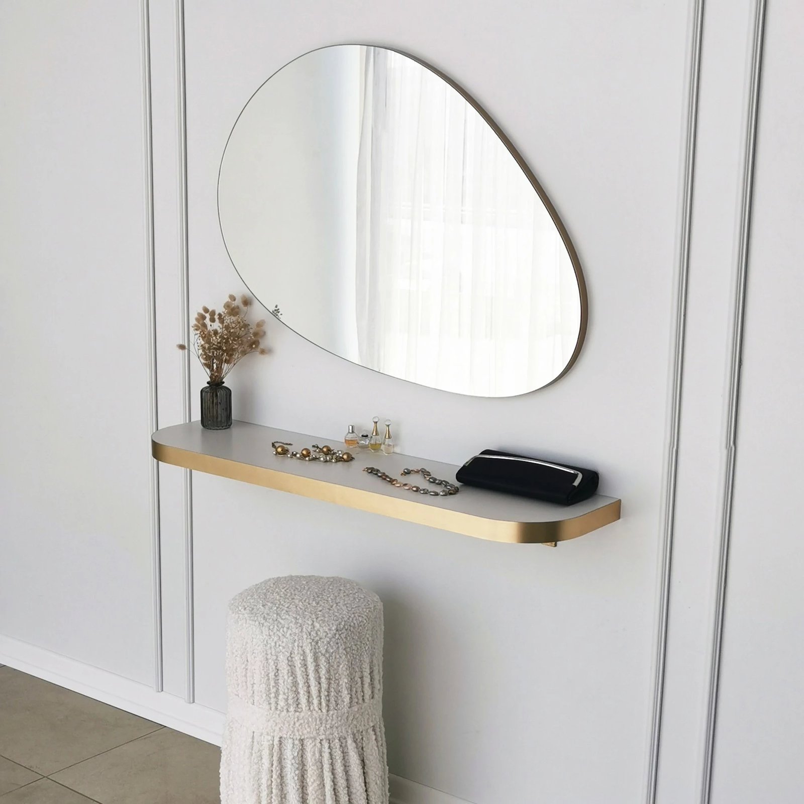 Pasqyrë moderne, ngjyrë ari, Hanah Home, Porp, 90x60cm