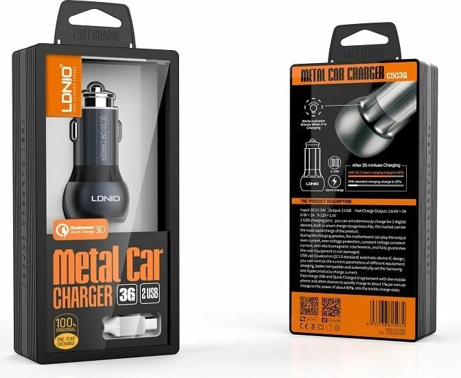 Karikues Për Veturë LDNIO C503Q (Hiri) Karikues Për Veturë LDNIO C503Q (Hiri)