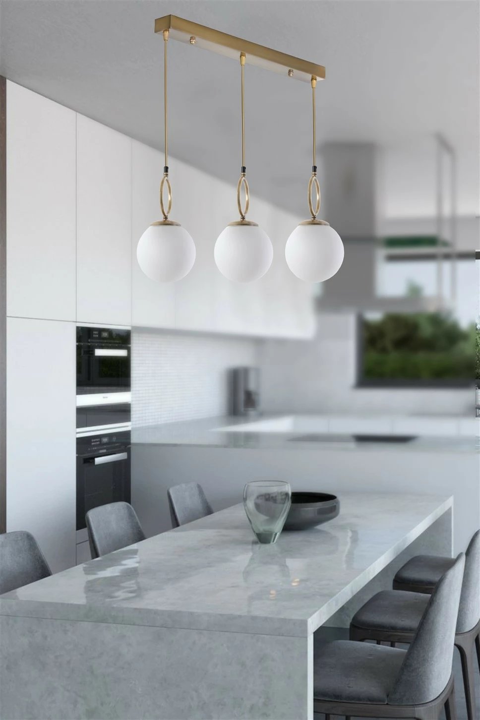 Llambë tavani Opviq Morino, 3 sfera, xham i bardhë, eskitme