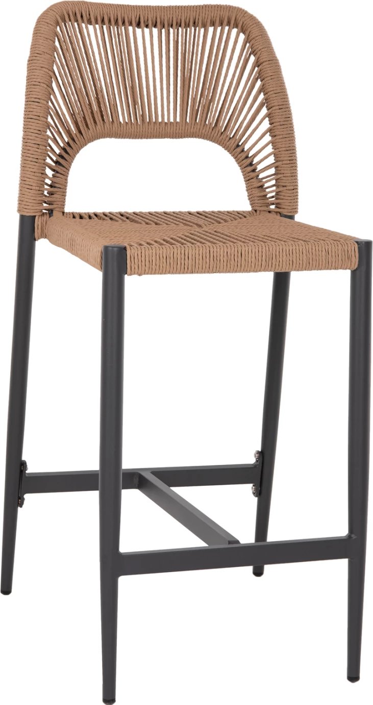 Karrige për bar, lartësi mesatare, FH5920.02, gri e errët, alumin me ratan sintetik, bezhë, 46x58x95 cm