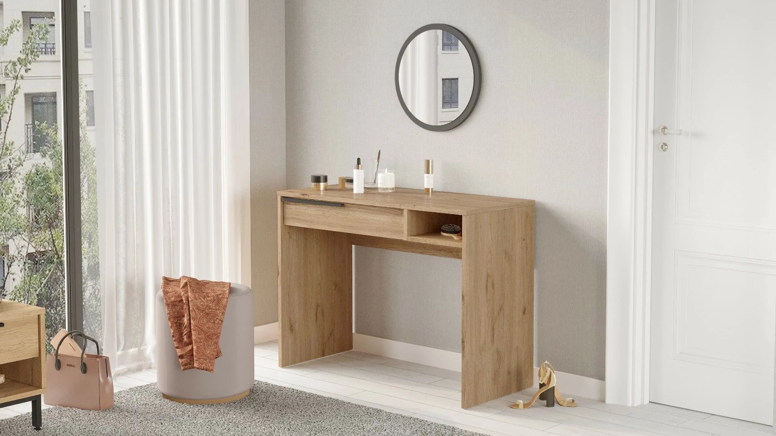 Tavolinë grimimi Hanah Home, On18-S, ngjyrë arre