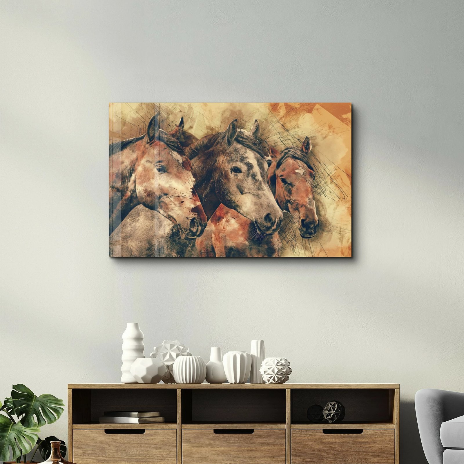 Pikturë dekorative prej xhami të temperuar, Wallity, OGLS-3064, 46x72cm