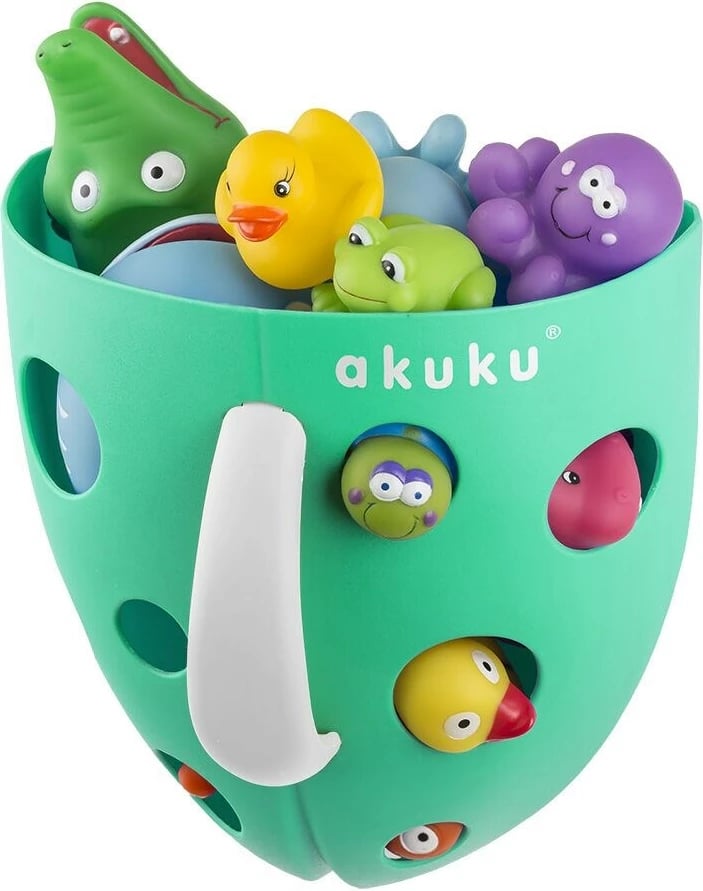 kuti lodrash për banjë Akuku plastike me dorezë dhe thithësa 25x22 cm gri