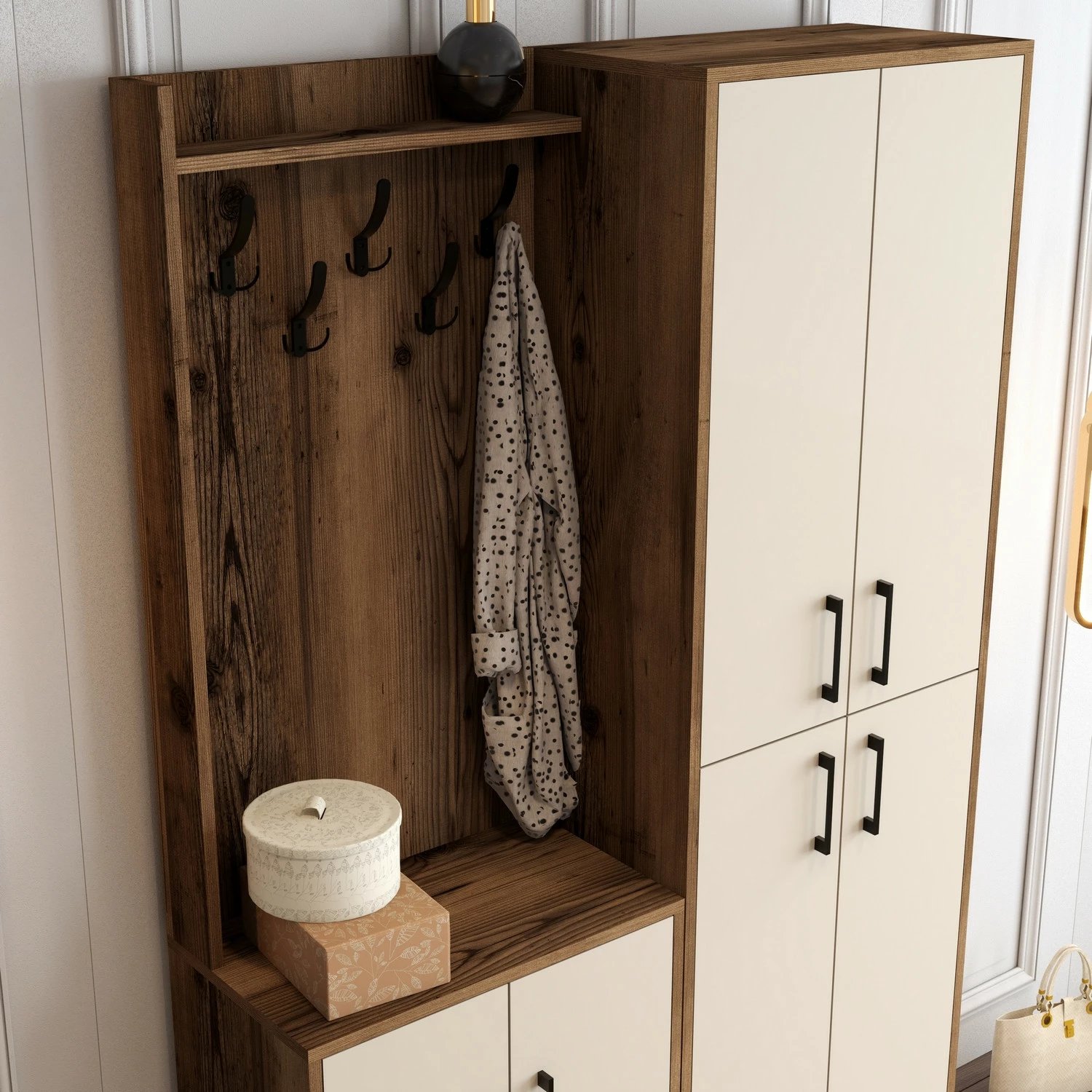 Stendë për korridor, ngjyrë arre dhe krem, Berlin BA