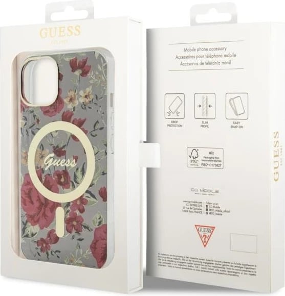 Mbështjellës Guess GUHMP14MHCFWSA për iPhone 14 Plus 6.7", Flower MagSafe, Gjelbër Mbështjellës Guess GUHMP14MHCFWSA për iPhone 14 Plus 6.7", Flower MagSafe, Gjelbër