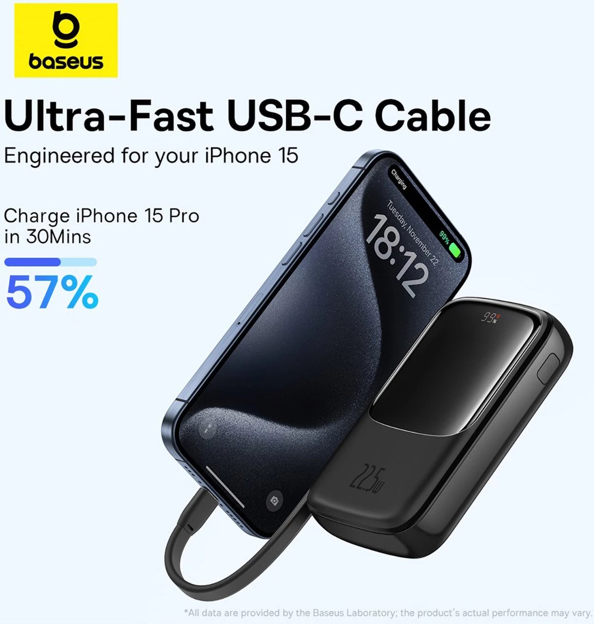 Powerbank Baseus QPow Pro+ 10000mAh, 22.5W, me kabllo USB-C të integruar dhe ekran, e zezë Powerbank Baseus QPow Pro+ 10000mAh, 22.5W, me kabllo USB-C të integruar dhe ekran, e zezë