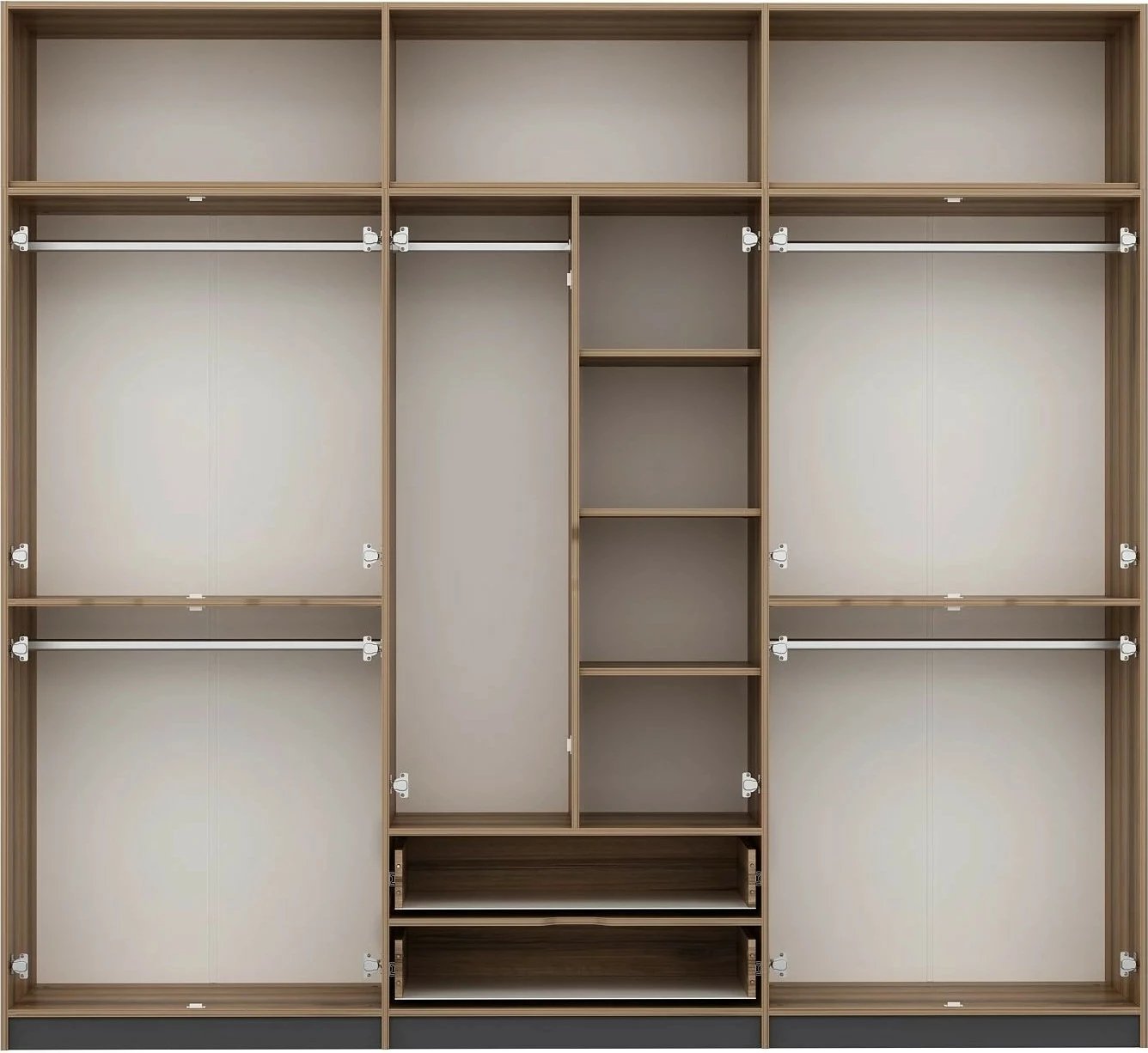 Dollap rrobash Skye Decor Elina, anthracite dhe dore, 277x253x52 cm