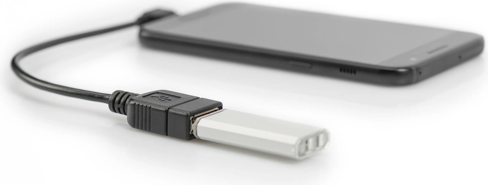 Adapter USB OTG Digitus, micro USB B në USB A, 0.15m, zi