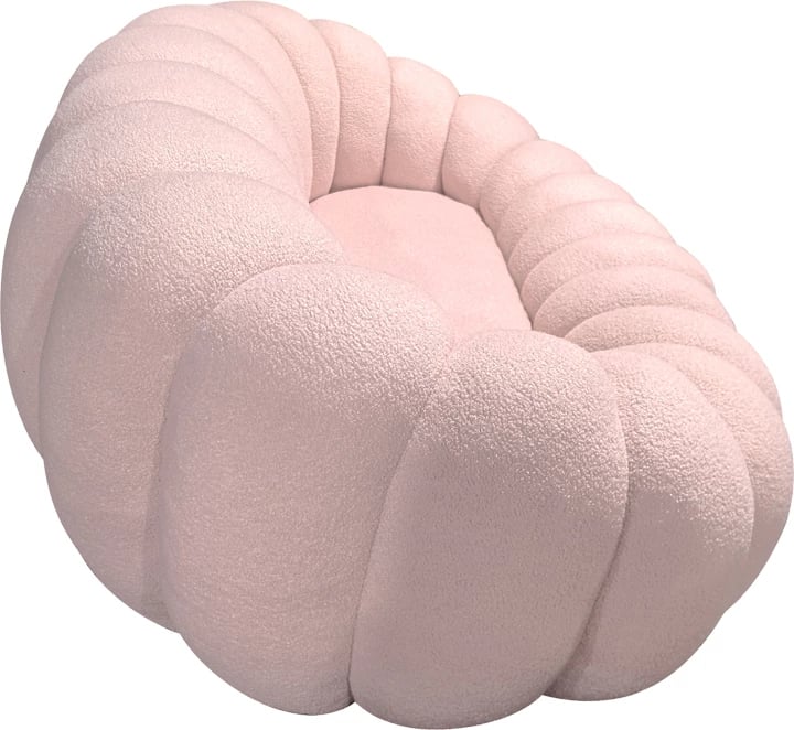 Divan Embrace, stof boucle, ngjyrë rozë, 180x105x65cm
