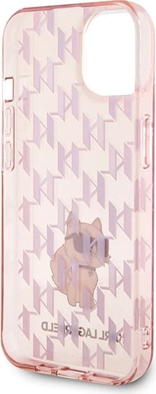 Mbështjellës Karl Lagerfeld Monogram Choupette për iPhone 15, Rozë