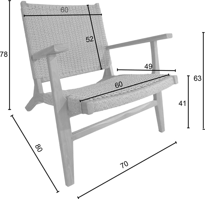 Karrige Crosy dru tik ngjyrë natyrale 71x81x75cm