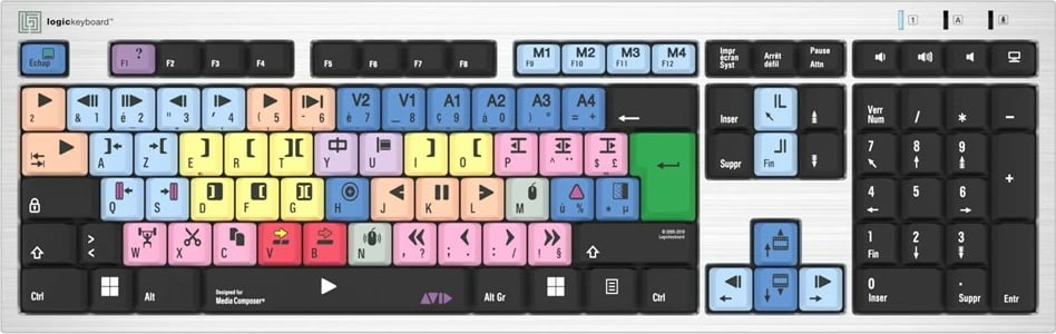 Tastierë LogicKeyboard Avid Media Composer FR, USB, full-size, AZERTY, argjend