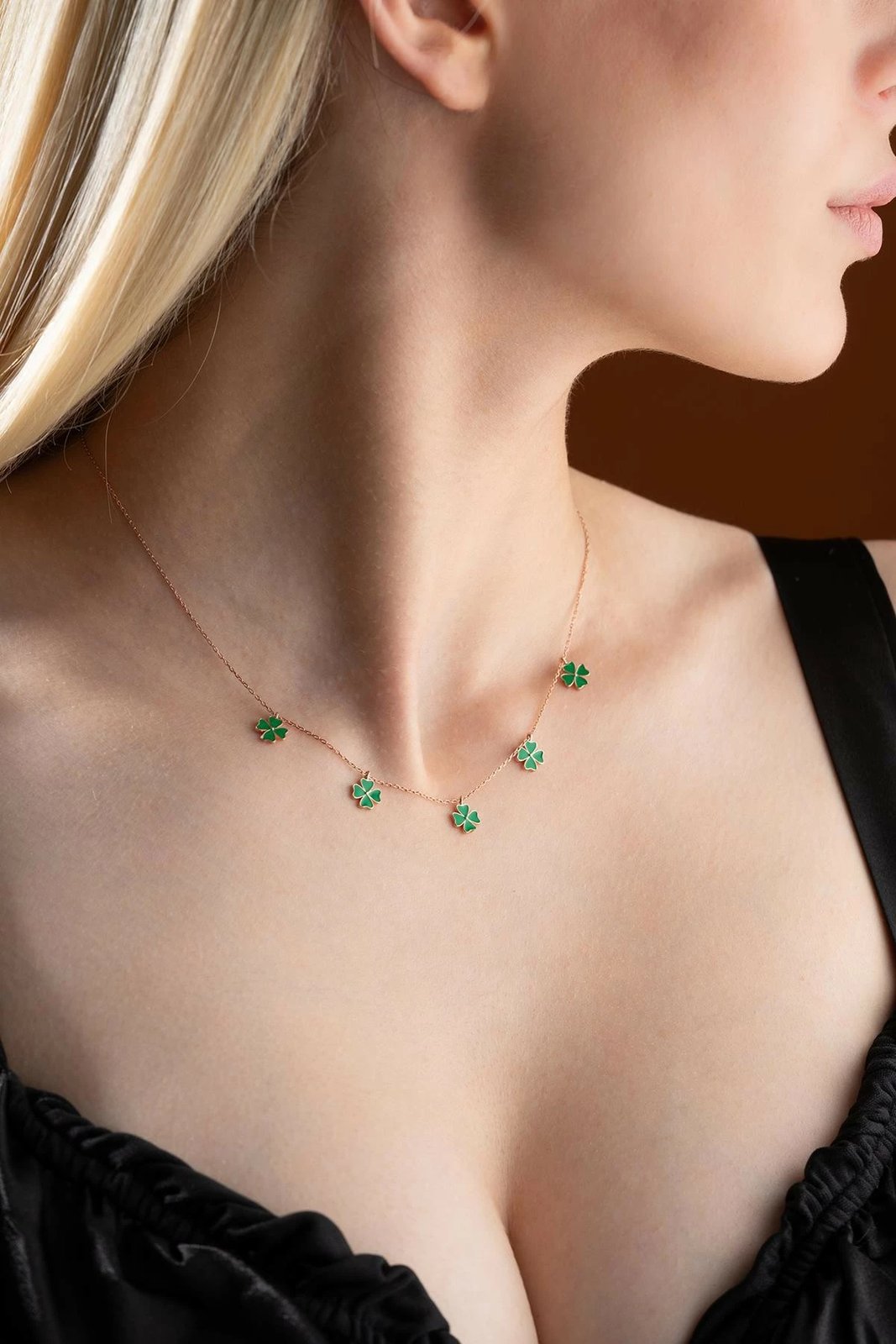 Qafore argjendi Jumeon, ngjyrë rozë ari dhe e gjelbër, NRZ999603