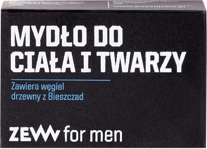 Sapun për trup dhe fytyrë Zew For Men me qymyr Bieszczady për meshkuj, 85ml