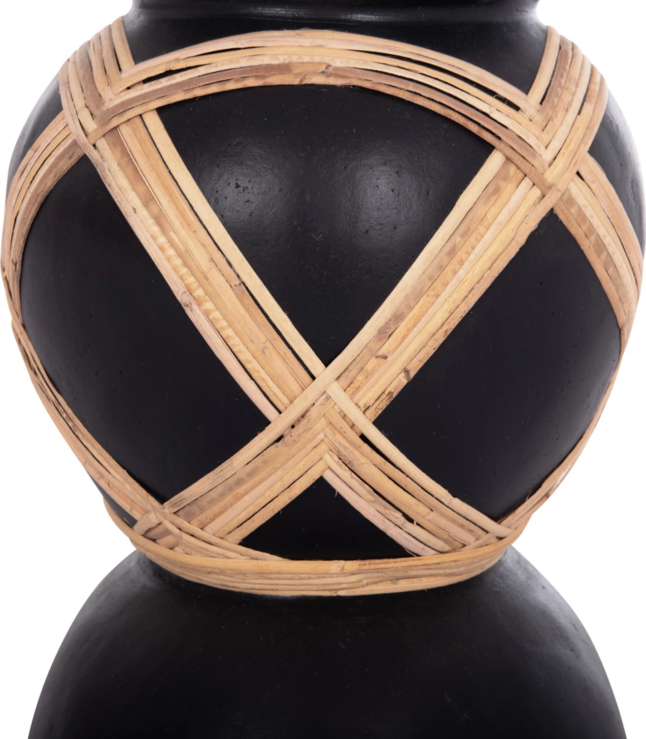 Vazo dekorative dyshemeje MAYNARD, fibër-cement, ngjyrë e zezë, ratan natyral, FH4672.01L, 32x62.5cm