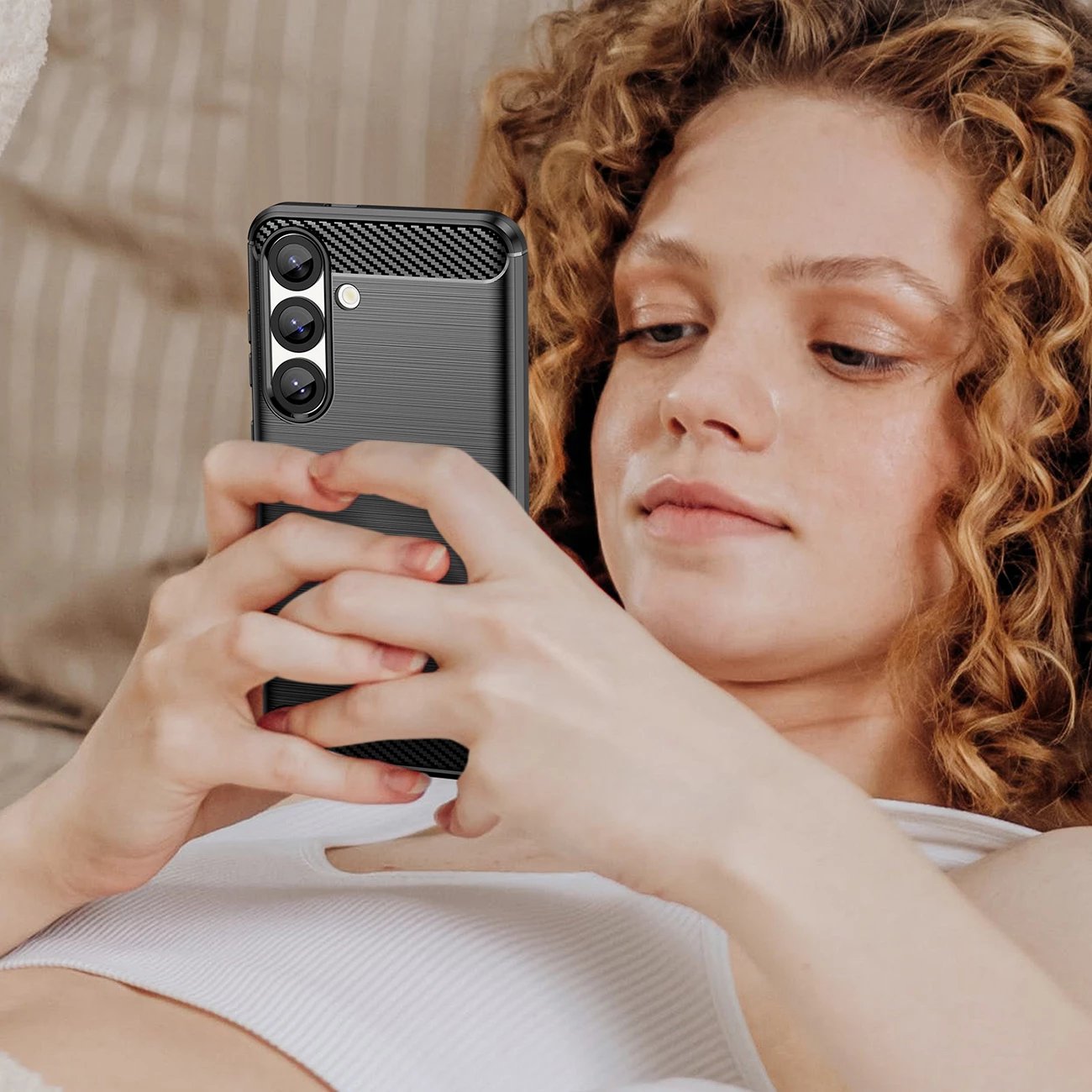 Mbështjellës Hurtel Carbon Case për Xiaomi Redmi Note 14S, TPU, i zi