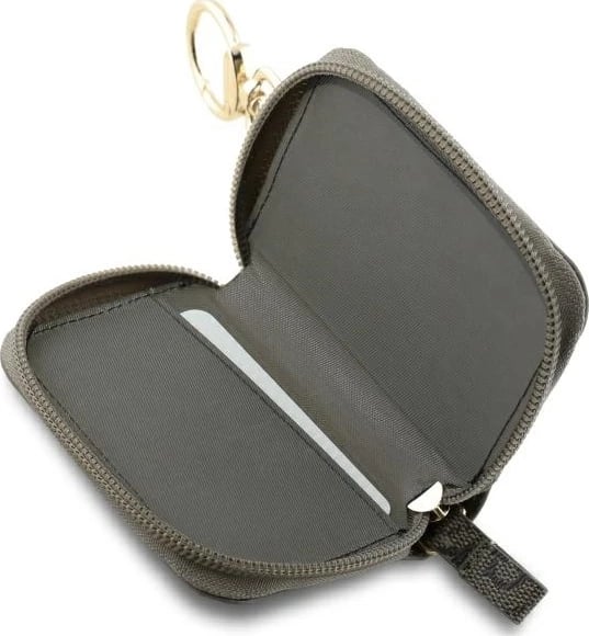 Portofol kabllosh Guess Cable Pouch 4G Triangle, lëkurë ekologjike, kafe