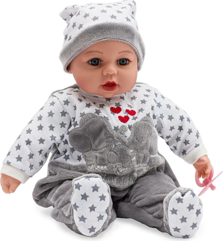 Kukull bebë, PlayTo Lola, 46 cm, modul 4 gjuhë, gri