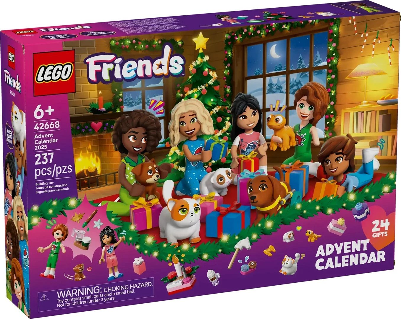 Kalendar advent LEGO Friends 42668, 237 pjesë, 5 minifigura, për fëmijë, shumëngjyrësh