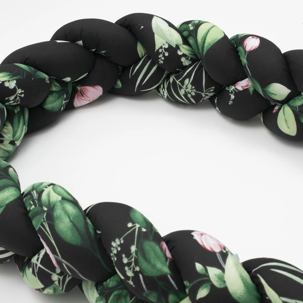 mbrojtës gërshet për krevat bebe, New Baby, Peonies, 210x18x10 cm, pambuk + minky, ngjyrë e zezë