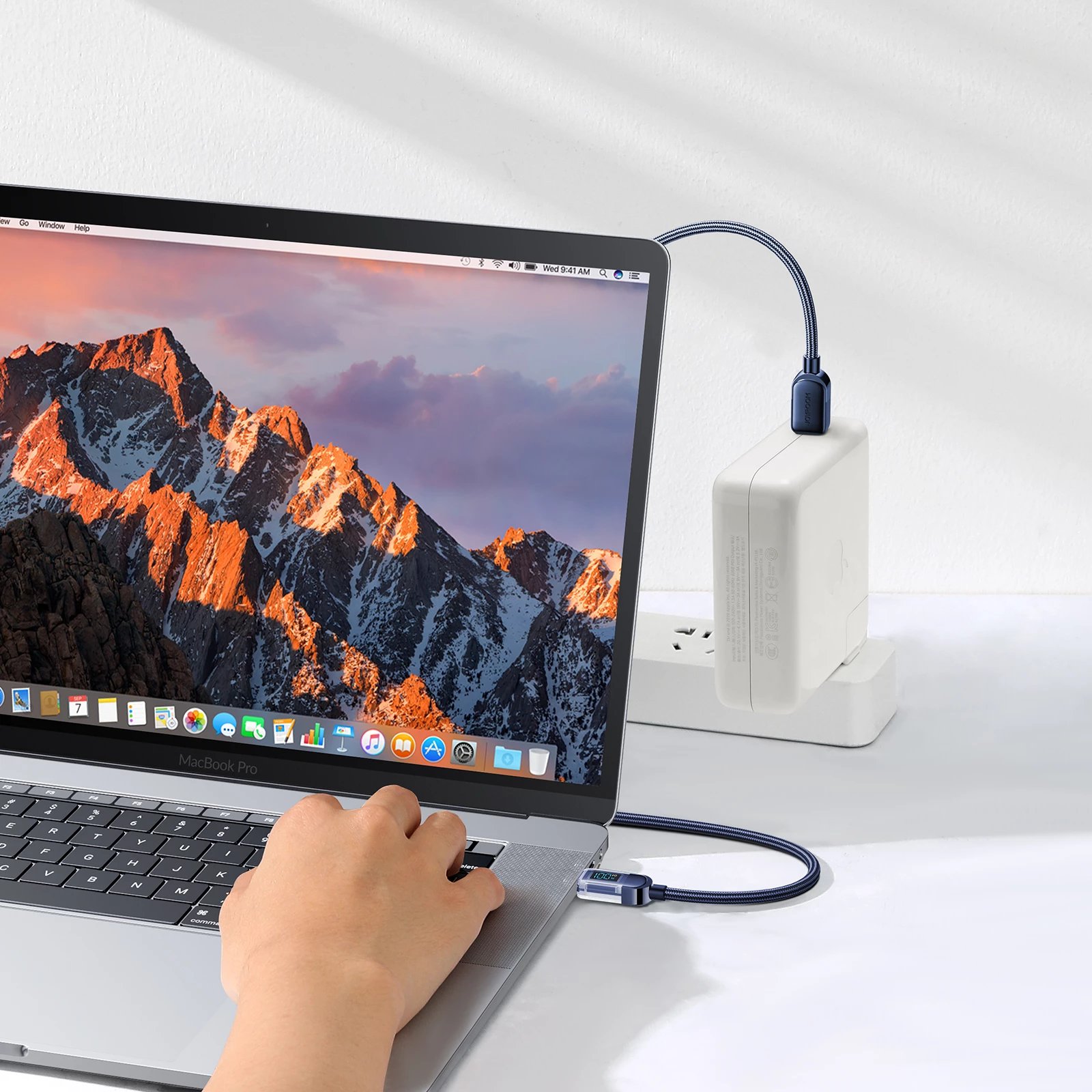 Kabllo USB-C në USB-C Joyroom A4 S-CC100A4 me ekran, 1.2m, 100W, Blu