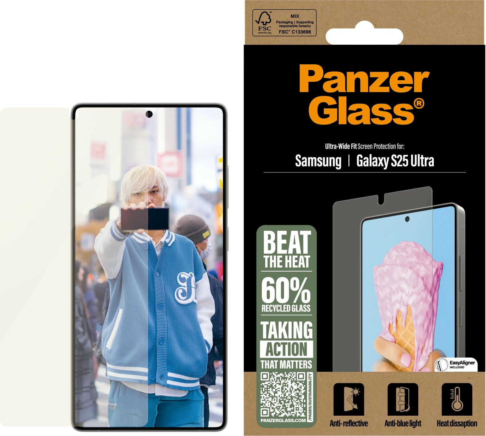 Mbrojtës ekrani PanzerGlass për Samsung Galaxy S25 Ultra, transparent