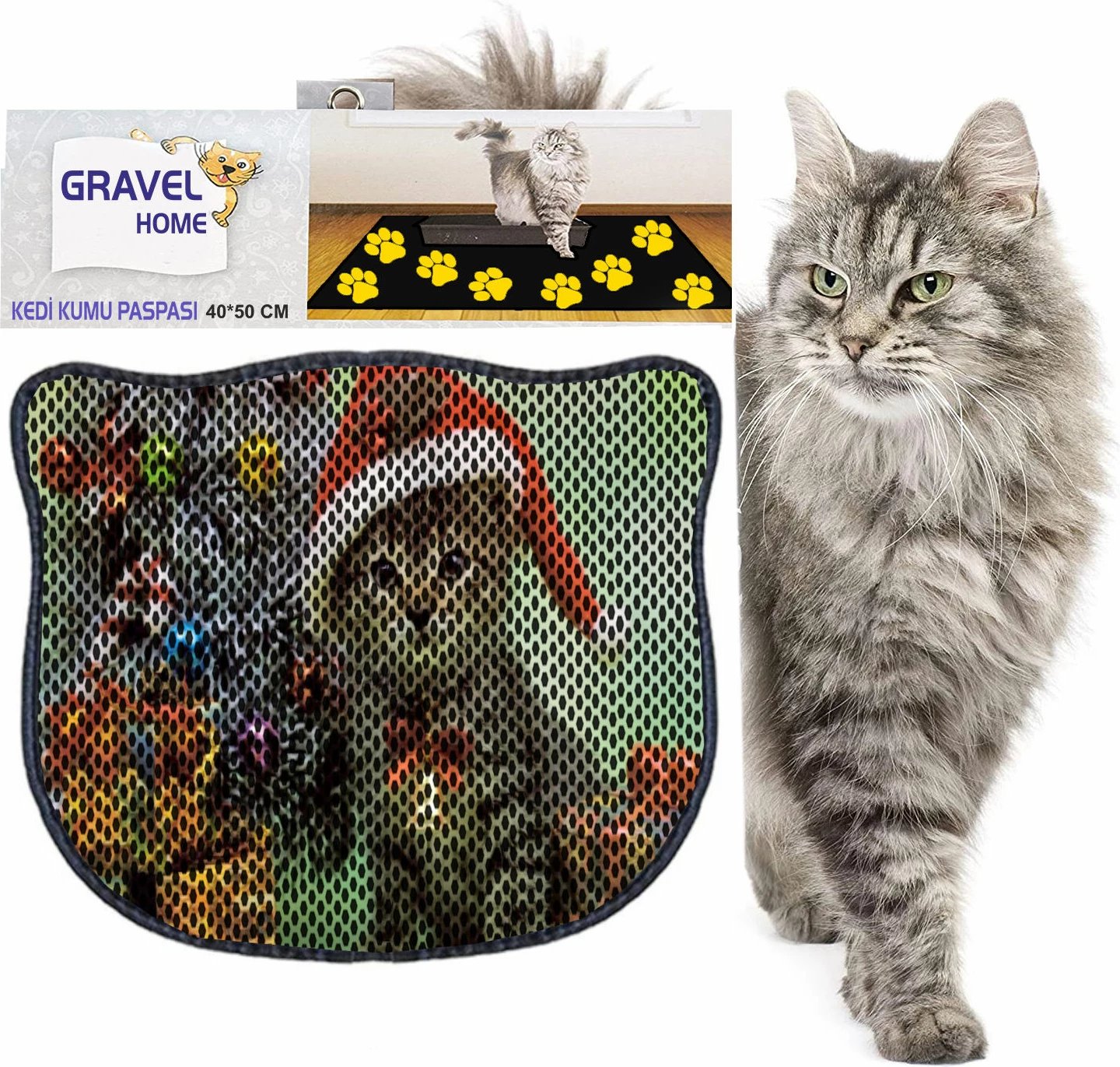 Tapet për rërë mace, shumëngjyrësh, Paws & Whiskers, Kdkafa0167, 40x50cm