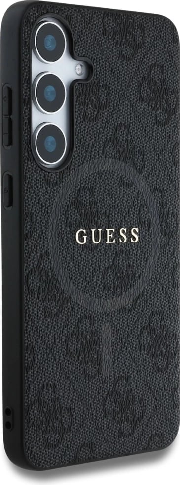 Mbështjellës Guess Leather 4G Colored Ring Classic Logo MagSafe për Samsung Galaxy S25, i zi Mbështjellës Guess Leather 4G Colored Ring Classic Logo MagSafe për Samsung Galaxy S25, i zi