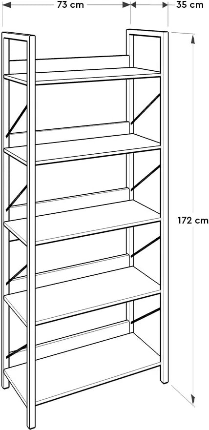 Raft librash Hanah Home, Ktp-850-Oo-1, ngjyrë arre, 73x172x35cm