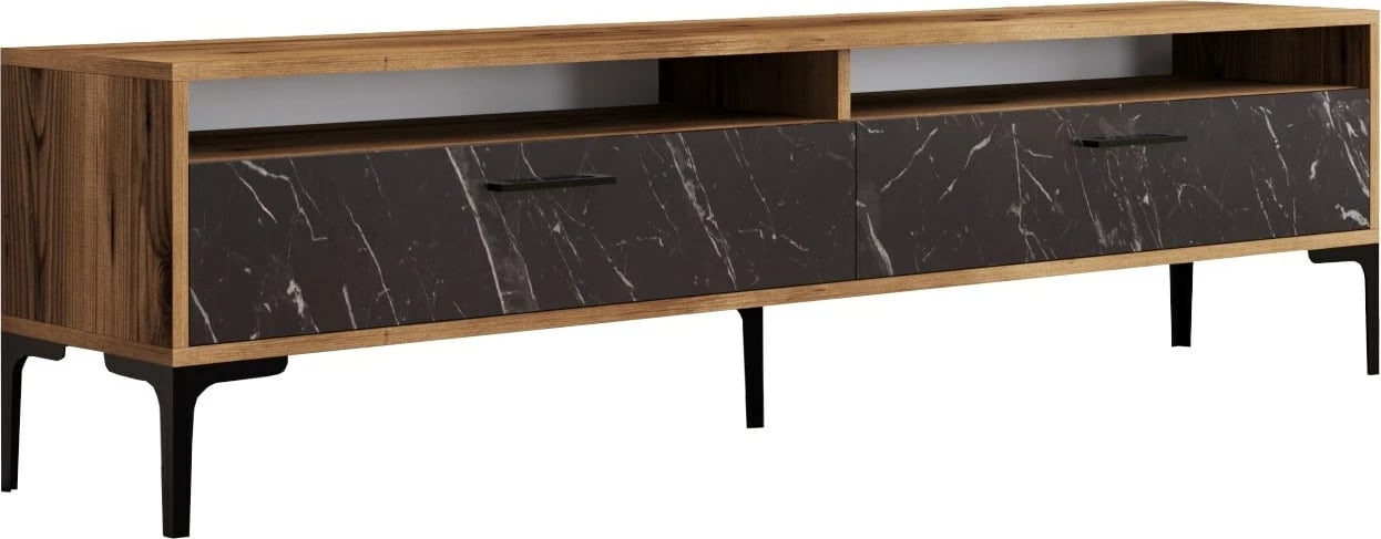 Komodë TV Hanah Home, Istanbul 2, ngjyrë arre dhe mermer i zi