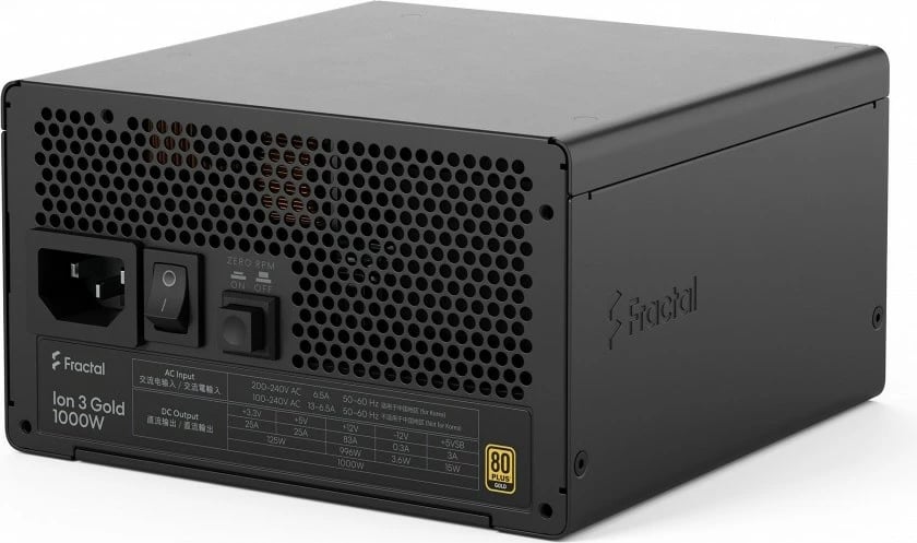 Furnizues energjie ATX, Fractal Design Ion 3 Gold FD-P-IA3G-100-EU, 1000W 80+ Gold, ATX 3.1, modular, PCIe Gen5 12V2×6, i zi