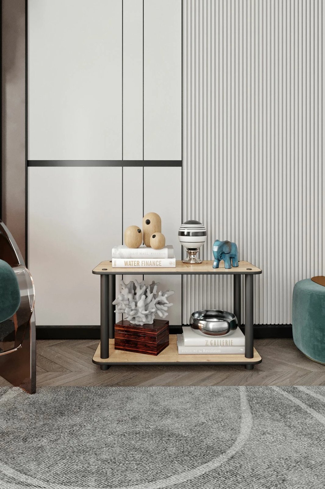 Tavolinë kafeje, dy kate, ngjyrë lisi, Skye Decor