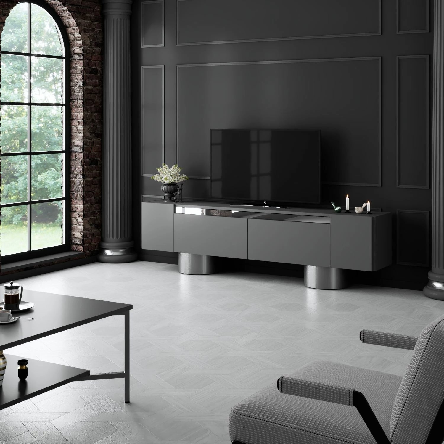 Komodë TV Hanah Home, bohem, antracit, argjend Komodë TV Hanah Home, bohem, antracit, argjend