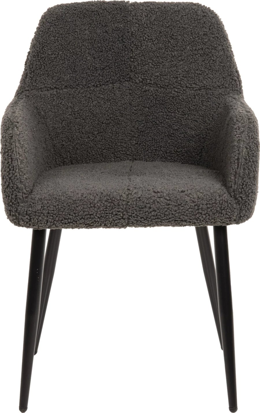 Karrige me krahë SHELLY FH8591.01, pëlhurë TEDDY, këmbë metalike, gri-e zezë, 57x55x87H cm., set prej 2 copë