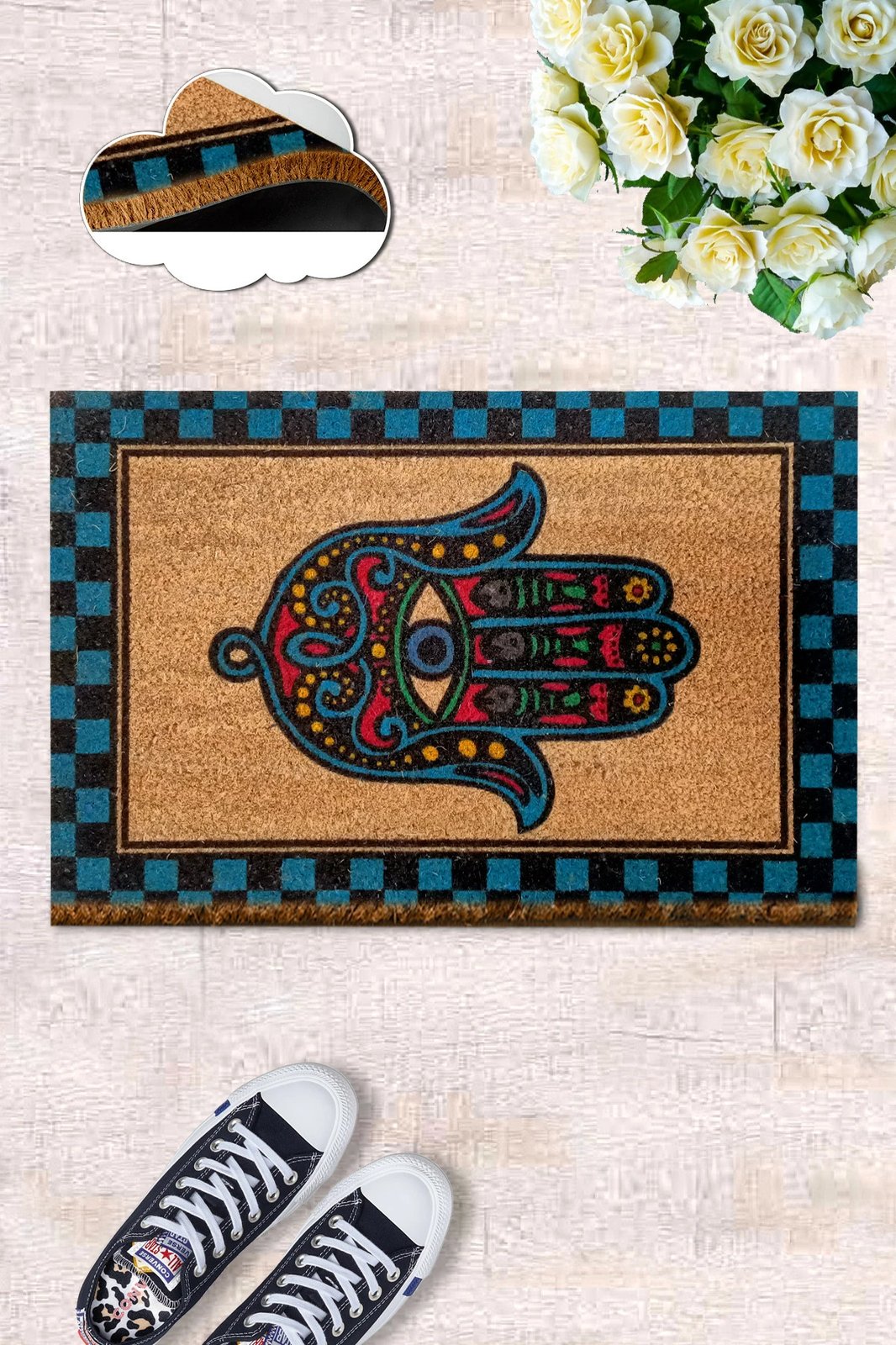 Shilte hyrëse Coco, model Hypnose, Hamsa, shumëngjyrëshe, 40x60cm