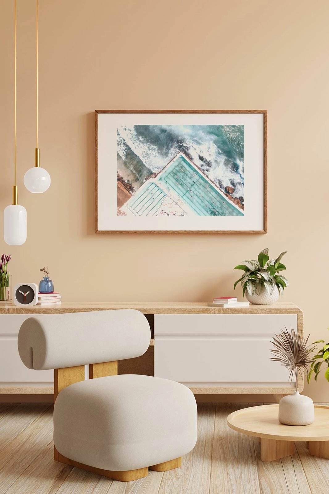 Pikturë dekorative me kornizë, shumëngjyrëshe, Wallity, Lmnmdlkahve46, 33x48cm