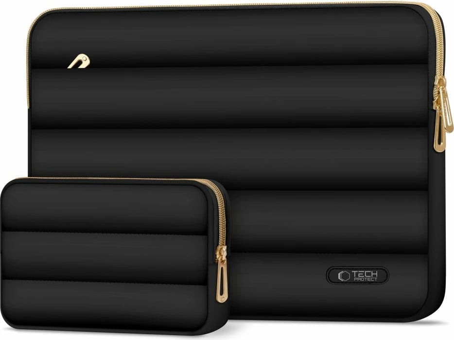 Kasë laptopi Tech-Protect Puffy 15-16", set me çantë për aksesorë, e zezë