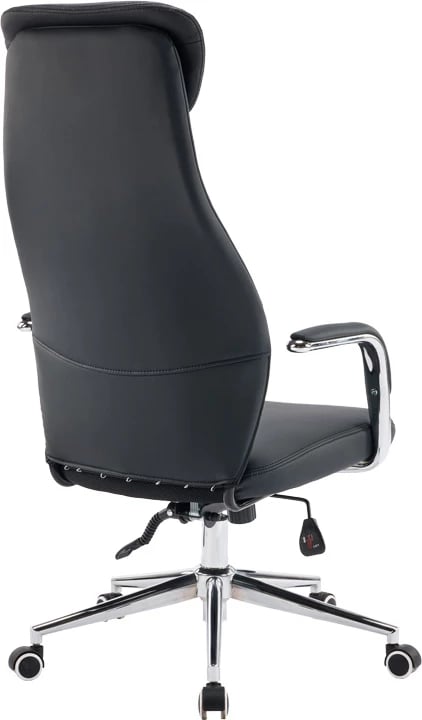 Karrige menaxheri për zyre Ferka, lëkurë PU e zezë, 64x71x120-128cm