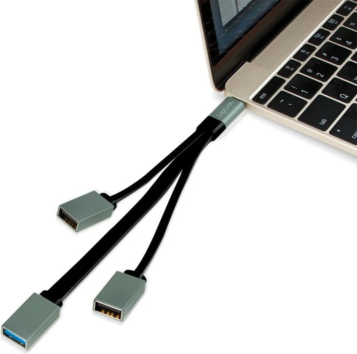 Hub USB-C LogiLink UA0315, 3 porta, zi/argjendtë