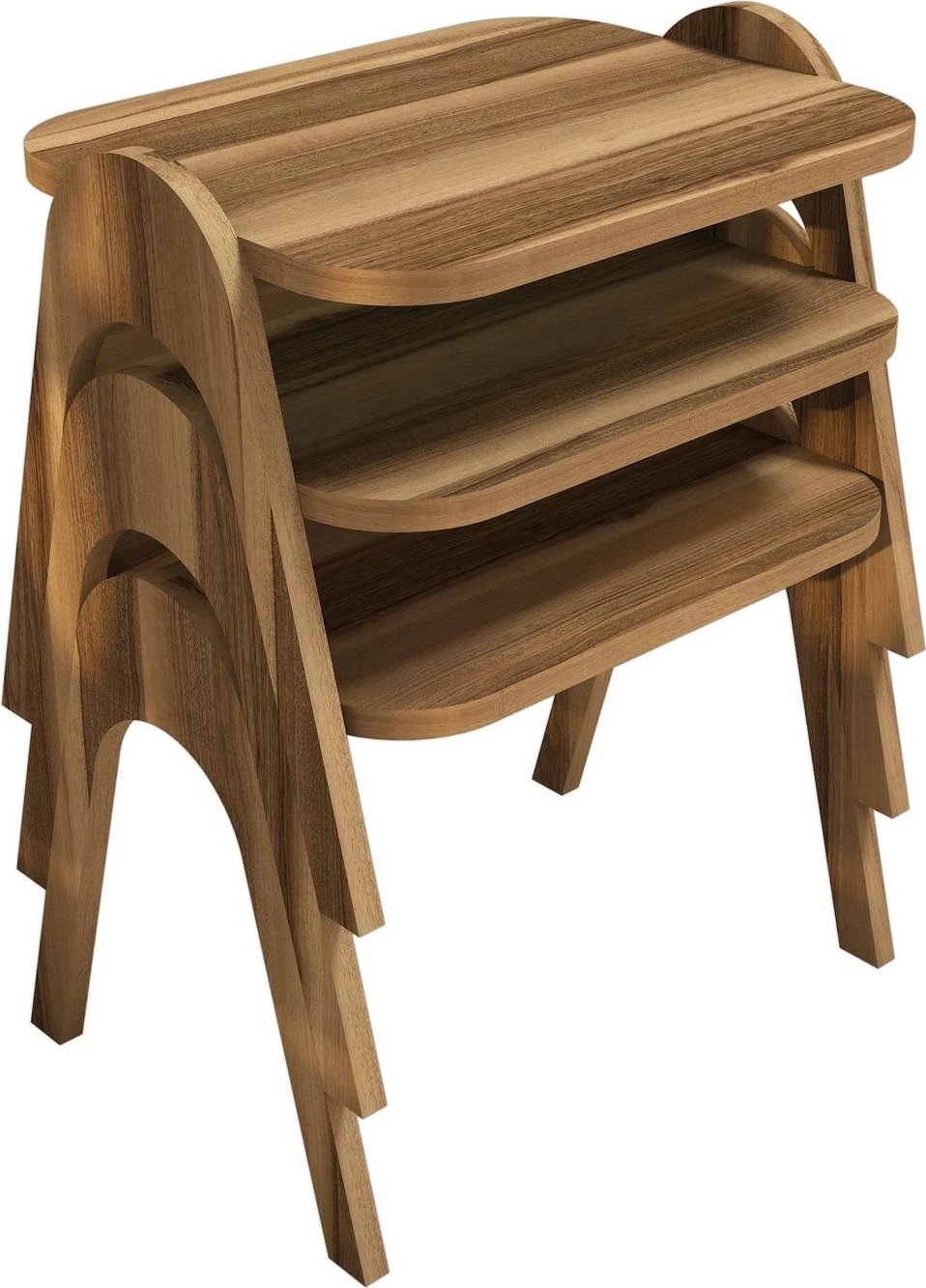 Set tavolinash të mbivendosura (3 copë), Hanah Home, ngjyrë arre, Paris