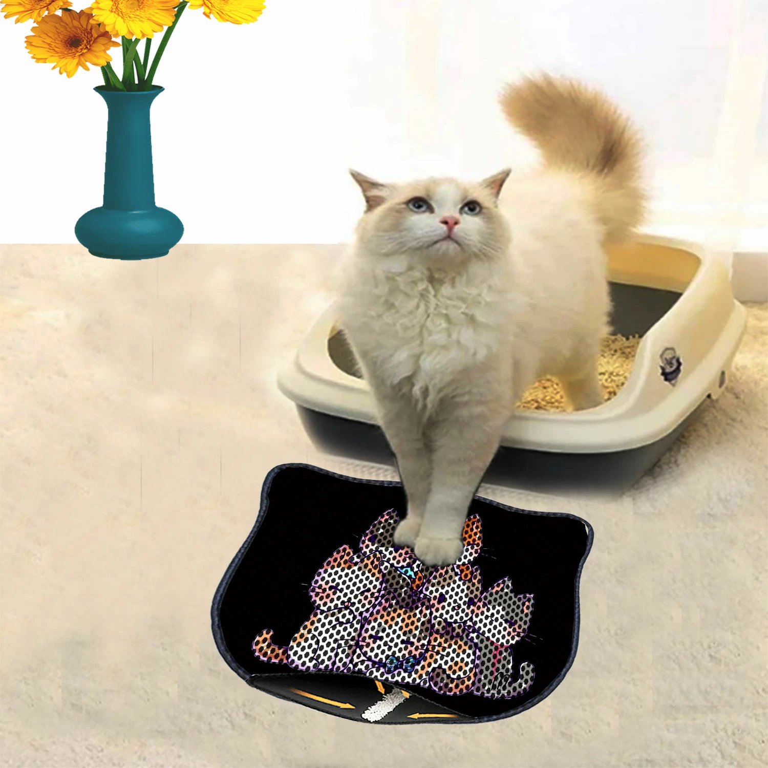 Tapet për rërë mace, shumëngjyrësh, Kdkafa0088