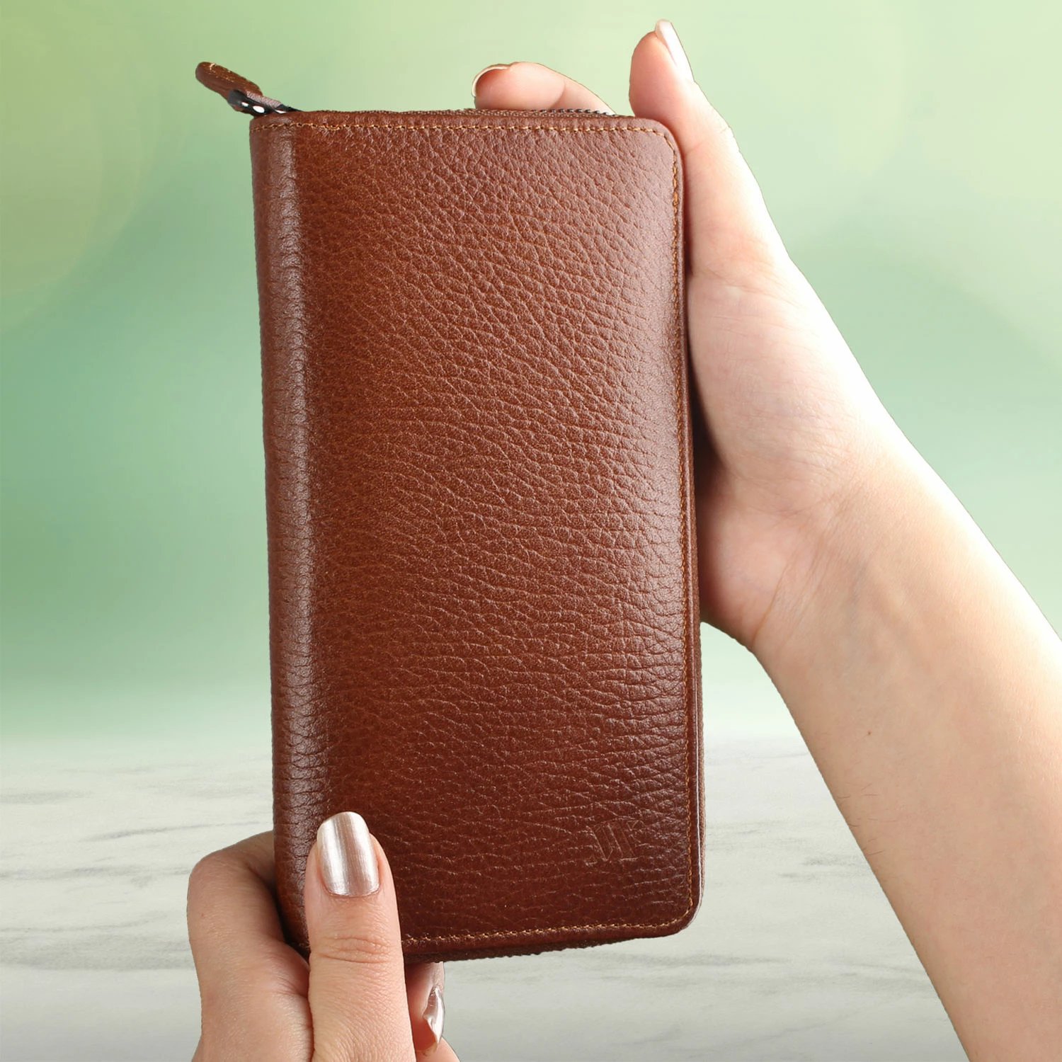 Portofol lëkure ngjyrë tan Zoozie Bags, 4601
