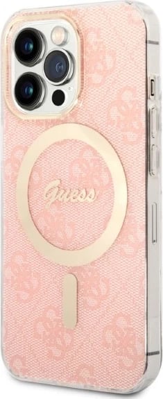 Set mbështjellës Guess GUBPP13LH4EACSP me karikues wireless për iPhone 13 Pro, rozë