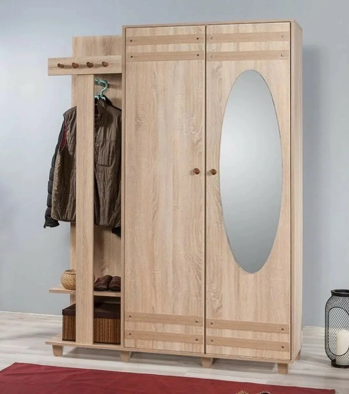 Stendë korridori Garmanto, ngjyrë lisi Sonoma, me pasqyrë, 135-200