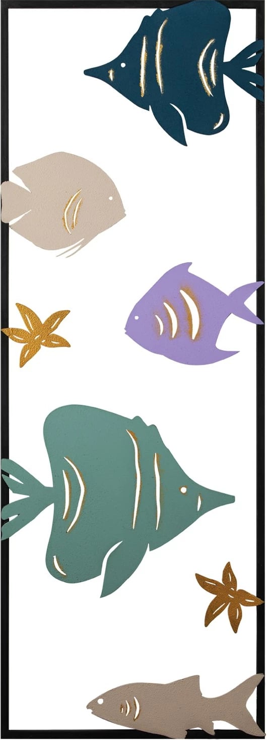 Aksesor dekorativ metalik për mur, Wallity, akuarium, shumëngjyrësh