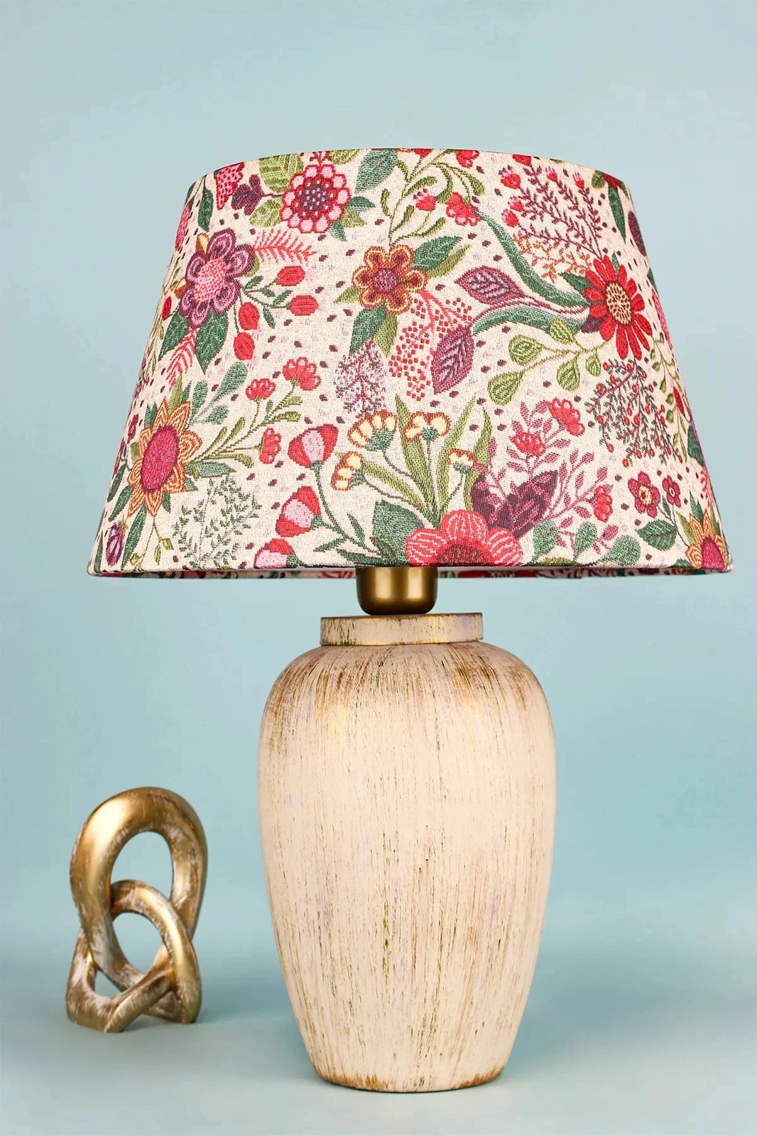 Llambë tavoline Opviq, BK089, trup qeramike, kapak kadife, ngjyrë ecru