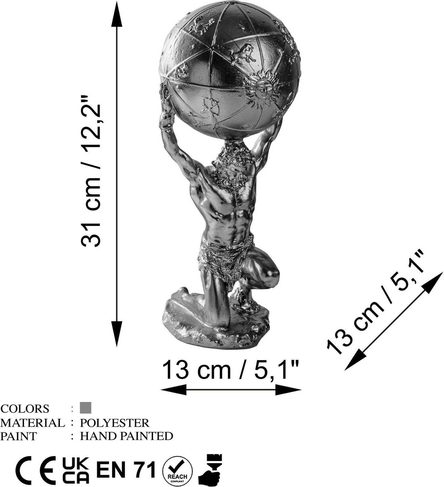 Objekt dekorativ Aberto Design, Yak-039-B, ngjyrë argjendi