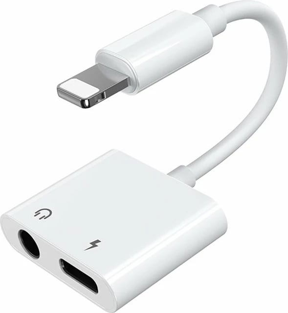 Adapter Joyroom S-Y104, Lightning në 3.5mm jack + Lightning, i bardhë
