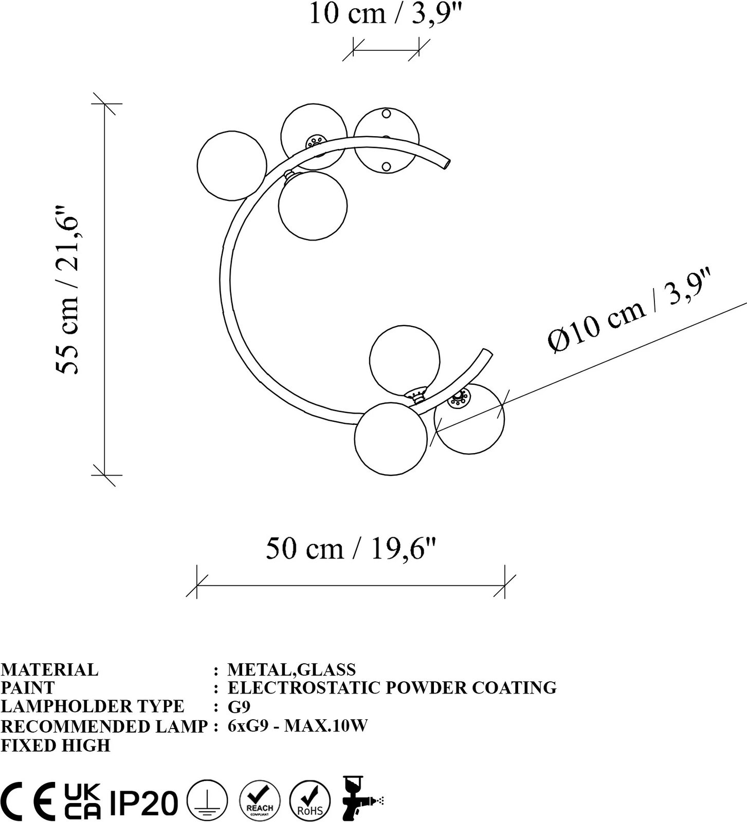 Llambë muri Opviq, ngjyrë ari, Luminar - 14131