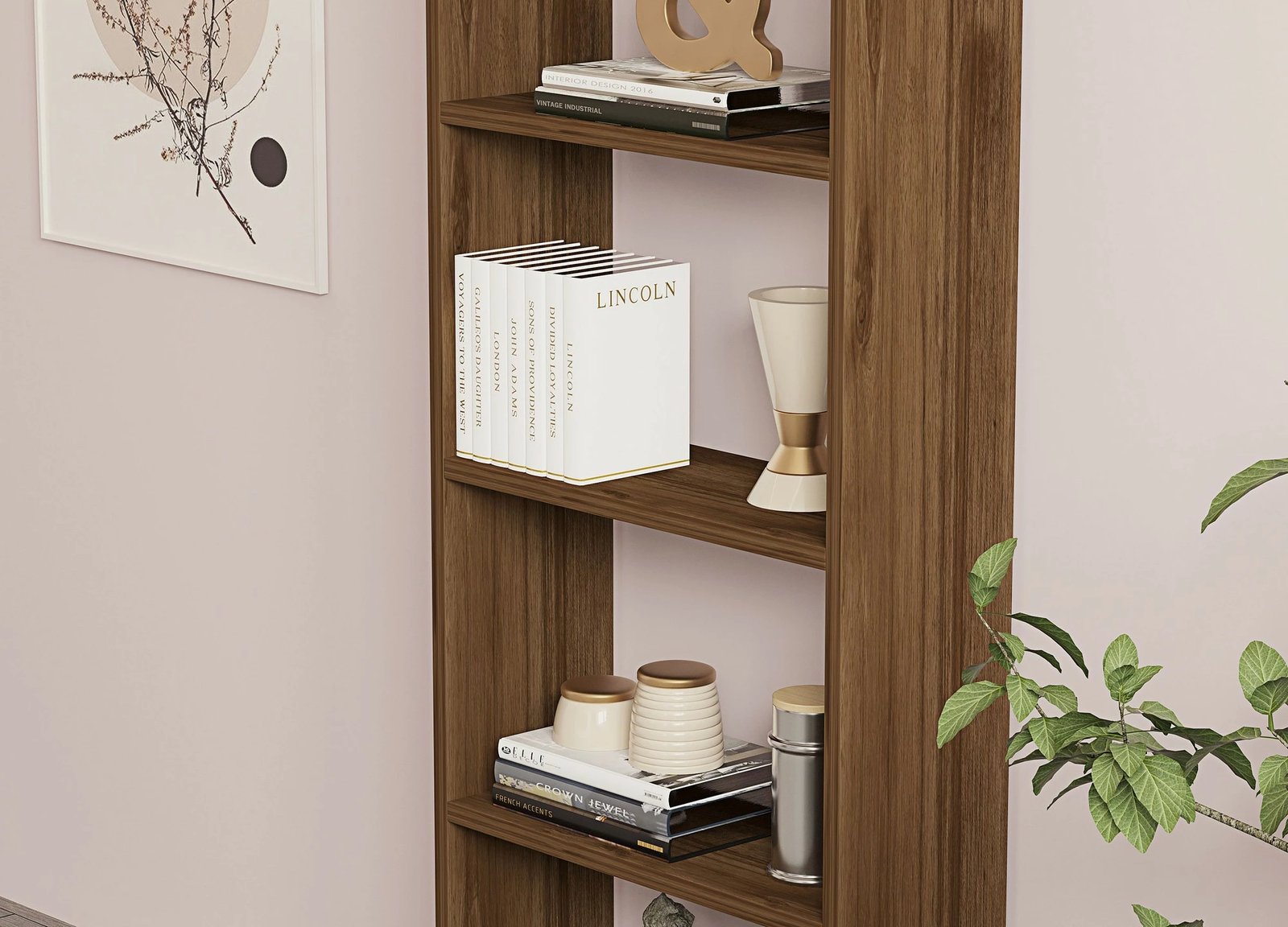 Raft librash Hanah Home, ngjyrë arre, dizajn skandinav, i ri